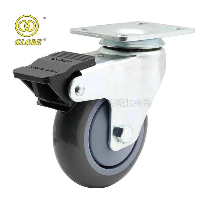 3 1/2 Inch Medium Duty Super Quiet Polyurethane Swivel Casters with Dual Brake