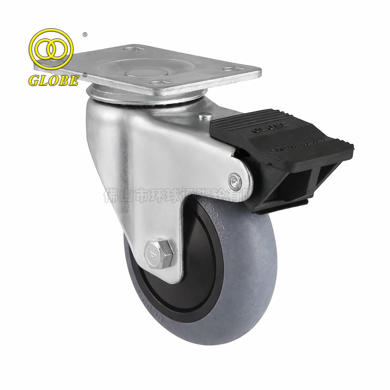 3 1/2 Inch Medium Duty Conductive Artificial Rubber Swivel Casters with Dual Brake