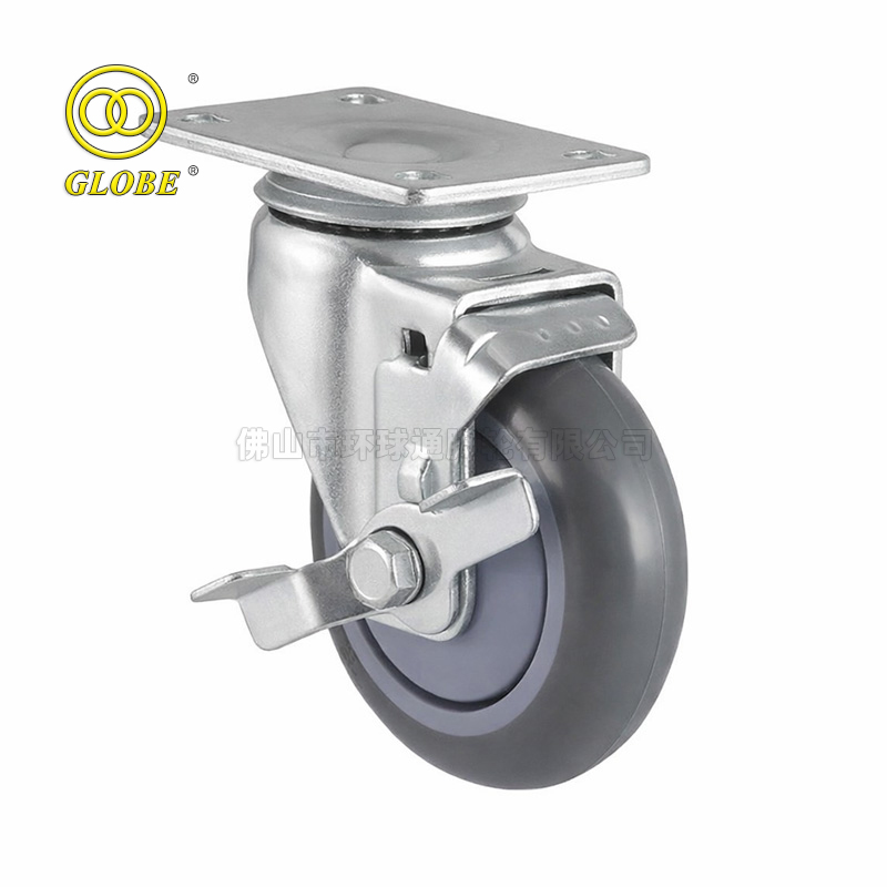3 Inch Medium Duty Super Quiet Polyurethane Swivel Casters with Side Brake