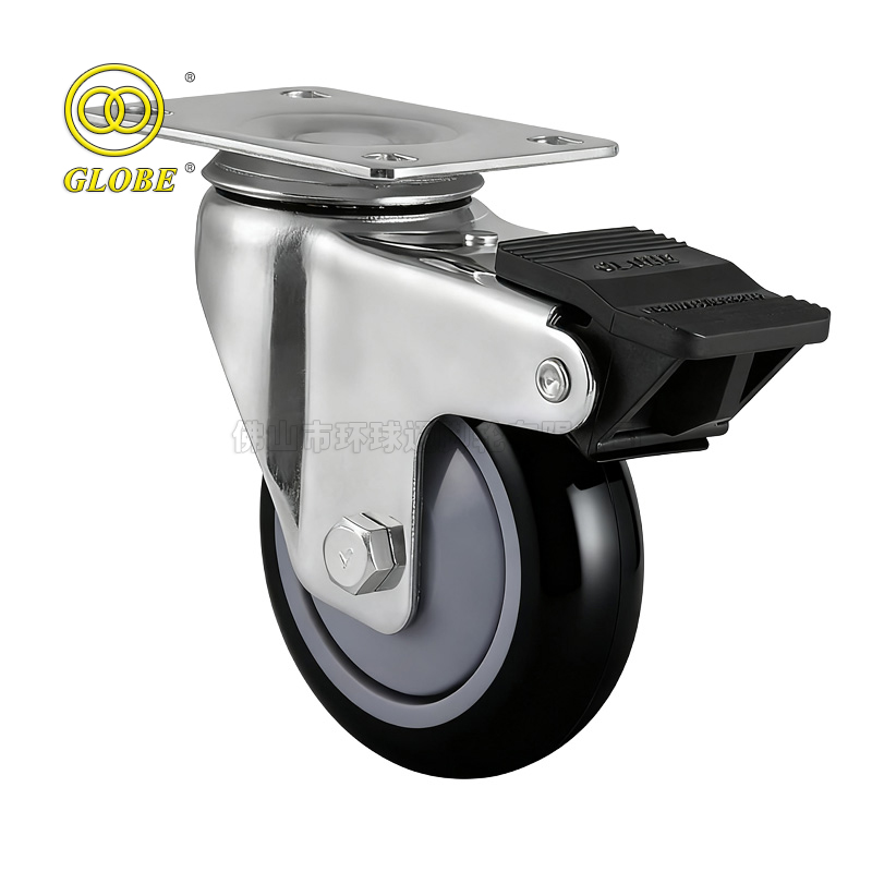 3 1/2 Inch Medium Duty Premium Polyurethane Swivel Casters with Dual Brake