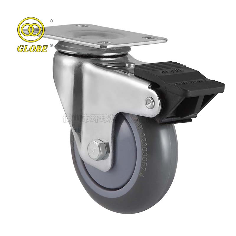 3 Inch Medium Duty Super Quiet Polyurethane Swivel Casters with Dual Brake