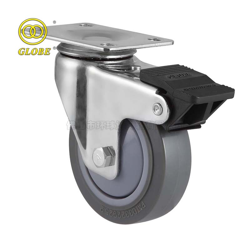 4 Inch Medium Duty Super Quiet Polyurethane Swivel Casters with Dual Brake