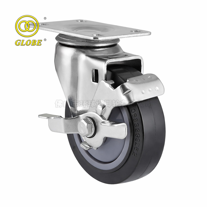 4 Inch Medium Duty Premium Polyurethane Swivel Casters with Side Brake