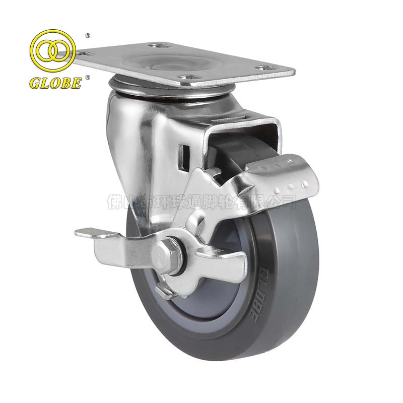3 Inch Medium Duty Super Quiet Polyurethane Swivel Casters with Side Brake