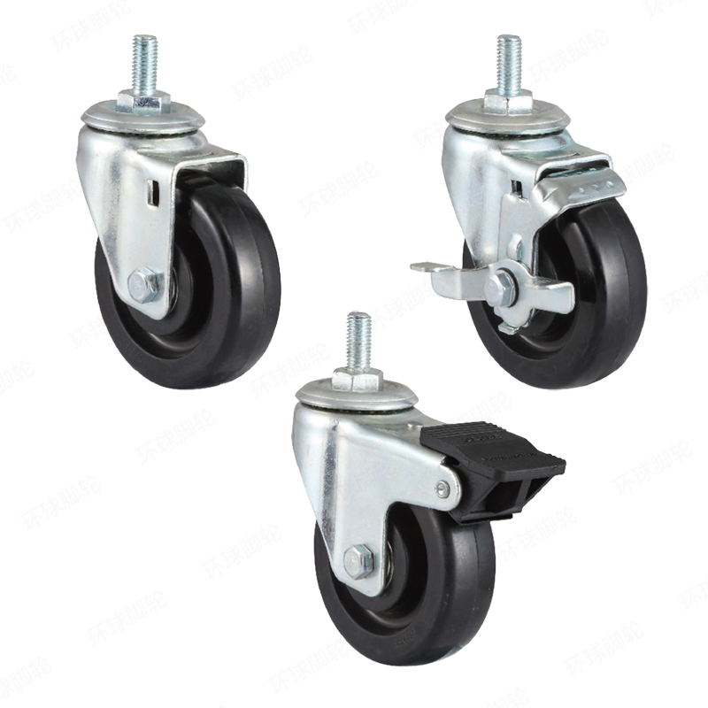 EF2 SERIES – Threaded stem type – Conductive Rubber Castor – Zinc Plating