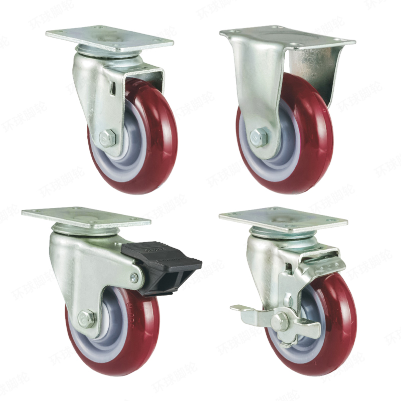 EF4 SERIES – Top plate type – Swivel/Rigid PU/Nylon/TPR Caster – Zinc Plating