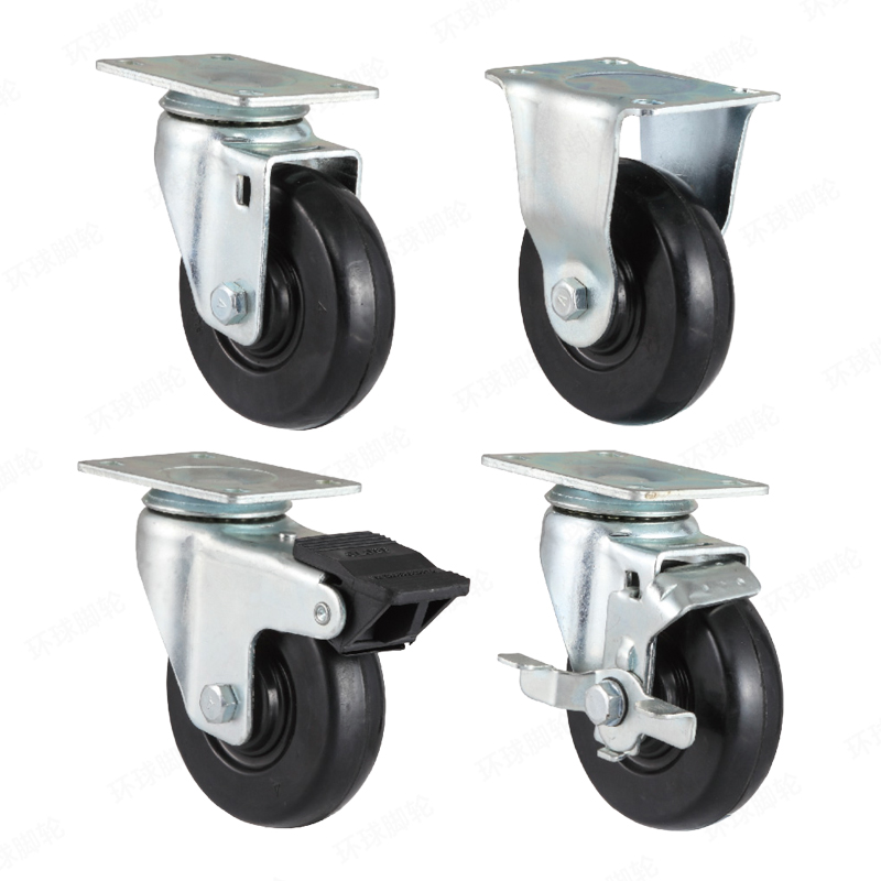 EF4 SERIES – Top plate type – Soft Rubber Castor – Zinc Plating