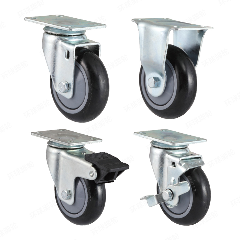 EF6 SERIES – Top plate type – Swivel/Rigid High-class Polyurethane Caster – Zinc Plating
