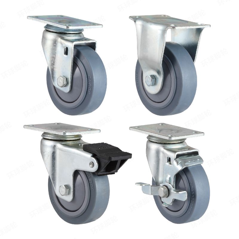 EF7 SERIES – Top plate type – Swivel/Rigid TPR Castor – Zinc Plating