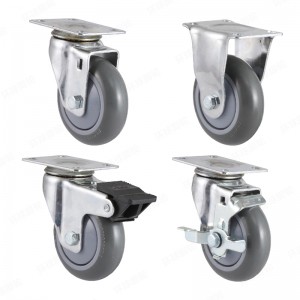 EF8 SERIES – Top plate type – Swivel/Rigid Super Muting Polyurethane Caster – Chrome Plating