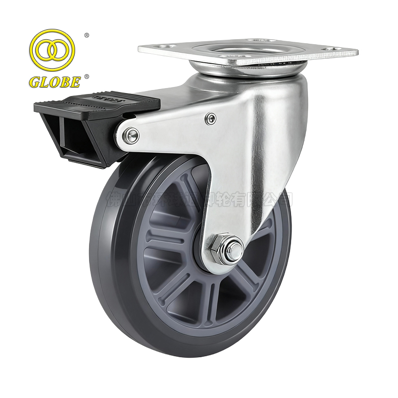 8 Inch Heavy Duty Super Quiet Polyurethane Swivel Casters with Dual Brake