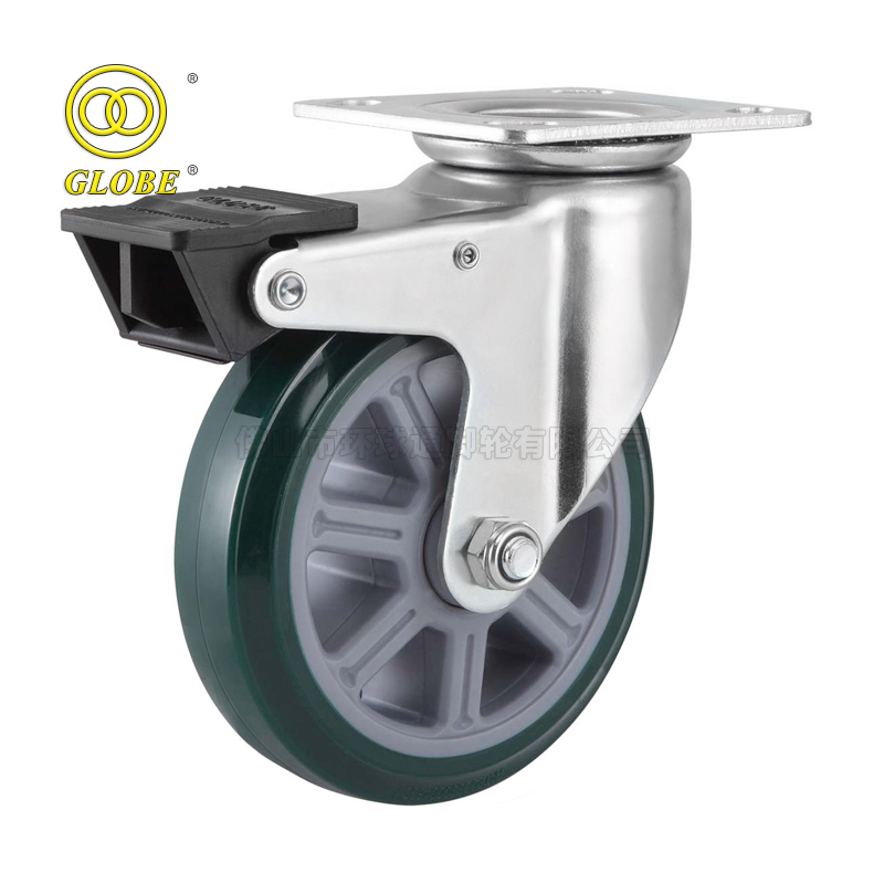 8 Inch Heavy Duty Meijing Polyurethane Swivel Casters with Dual Brake