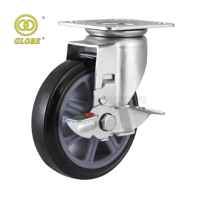 6 Inch Heavy Duty Premium Polyurethane Swivel Casters with Side Brake