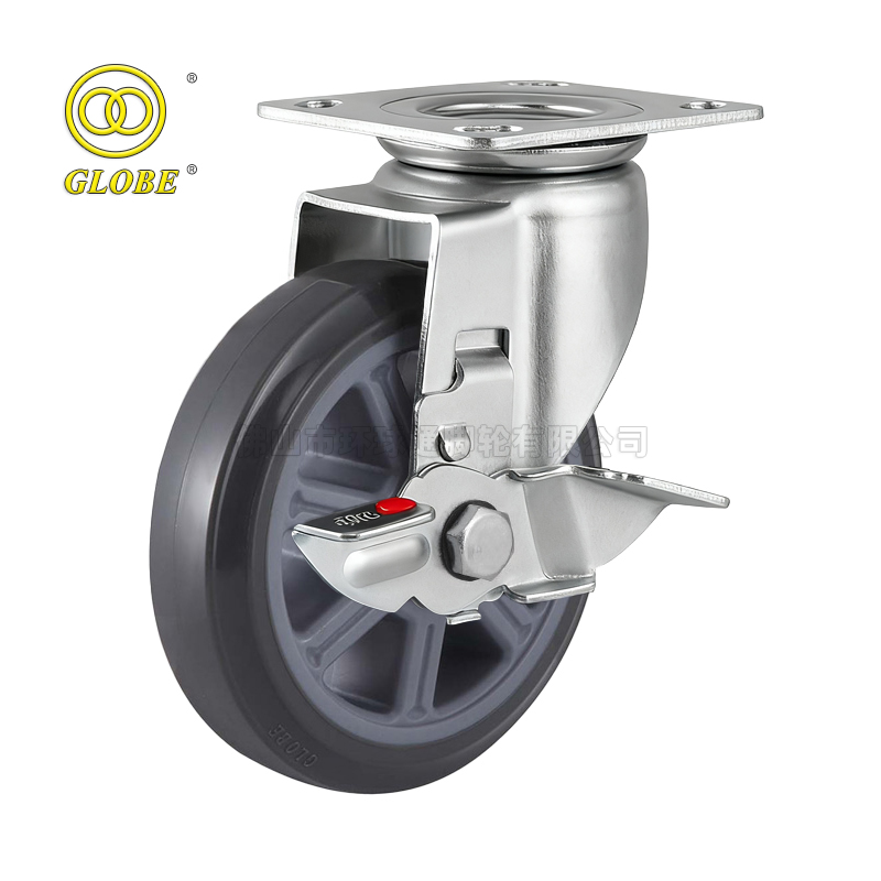 5 Inch Heavy Duty Super Quiet Polyurethane Swivel Casters with Side Brake