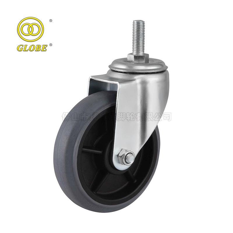 8 Inch Heavy Duty Conductive Artificial Rubber Threaded Stem Casters