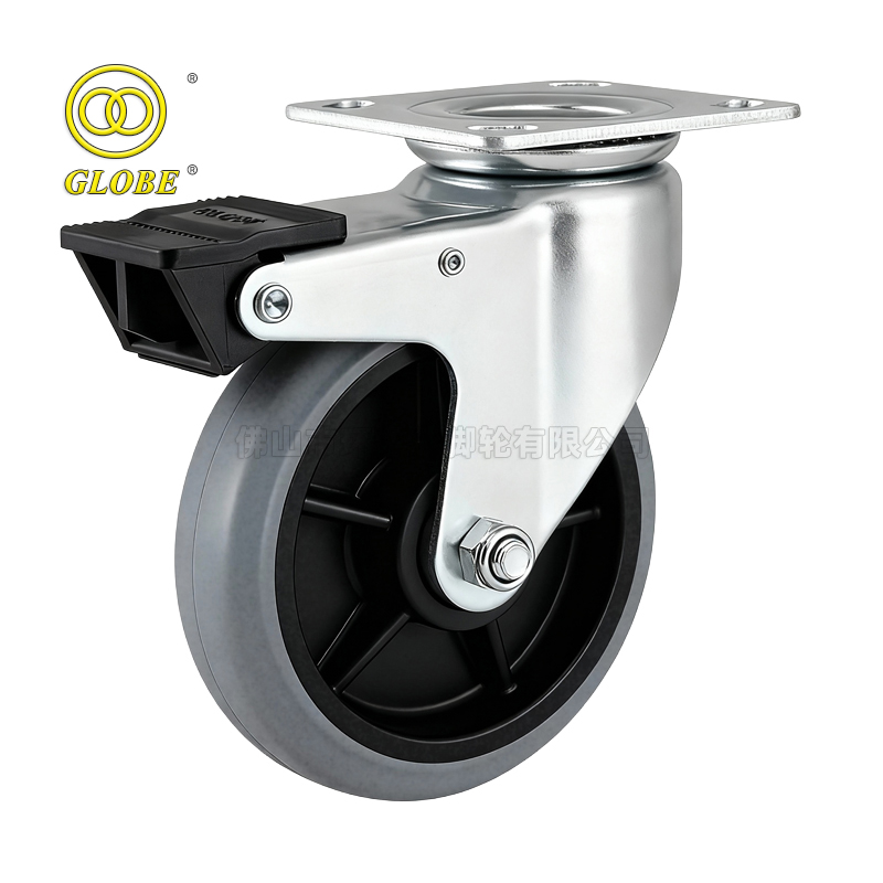 6 Inch Medium Duty Conductive Artificial Rubber Swivel Casters with Dual Brake
