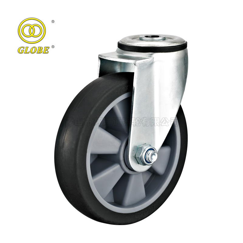 6 Inch Medium Duty Premium Artificial Rubber Bolt Hole Swivel Casters