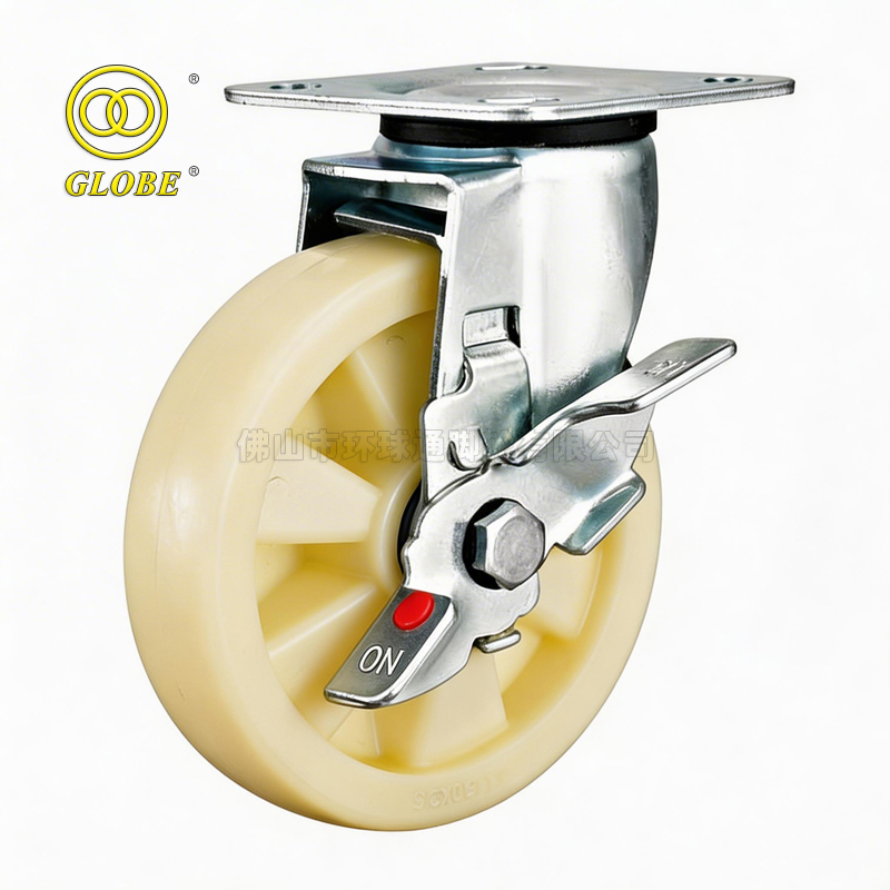 5 Inch Heavy Duty Nylon Swivel Casters with Side Brake