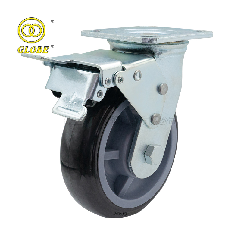 6 Inch Heavy Duty Premium Polyurethane Swivel Casters with Dual Brake