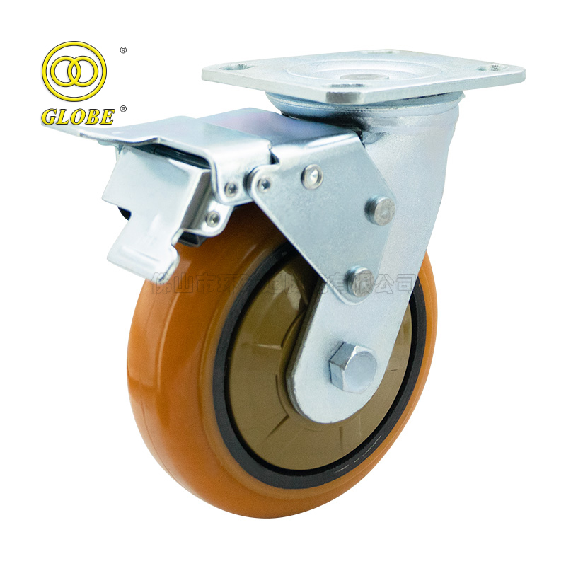 8 Inch Light Duty Caster Swivel w/ Metal Dual Brake Casters