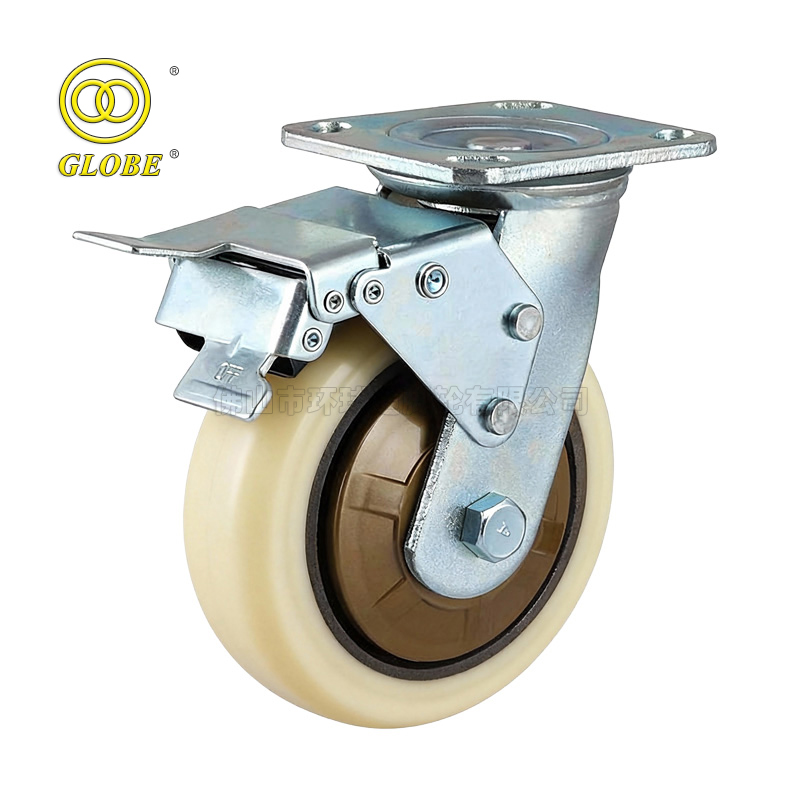 4 Inch Light Duty Iron Core PU White Swivel w/ Metal Dual Brake Casters