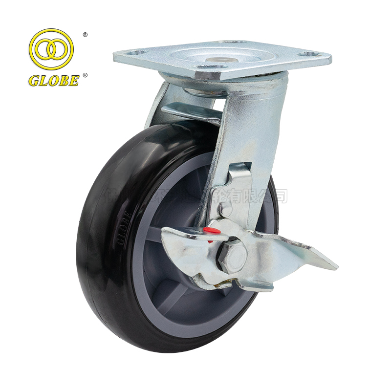 8 Inch Heavy Duty Premium Polyurethane Swivel Casters with Side Brake