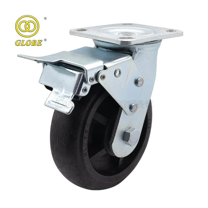 8 Inch Light Duty High Temp Nylon Swivel w/ Metal Dual Brake Casters