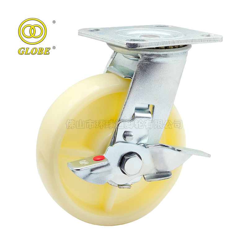4 Inch Medium Duty Nylon Swivel Casters with Side Brake