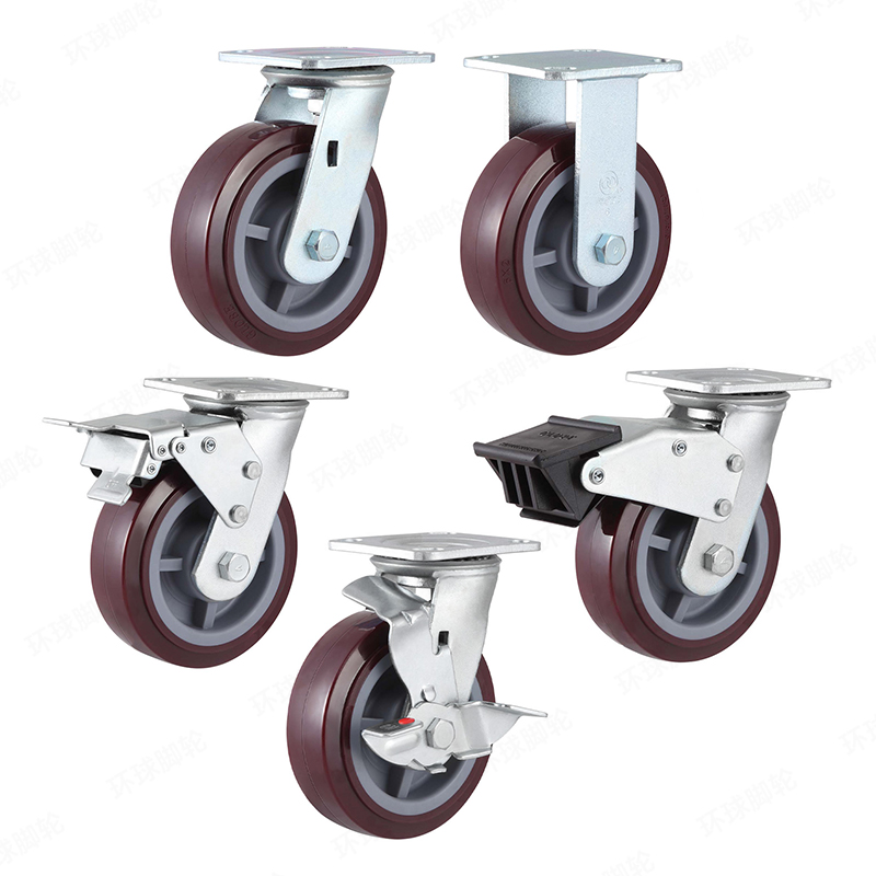 EH1 SERIES – Top plate type – Swivel/Rigid Polyurethane Castor – Zinc Plating