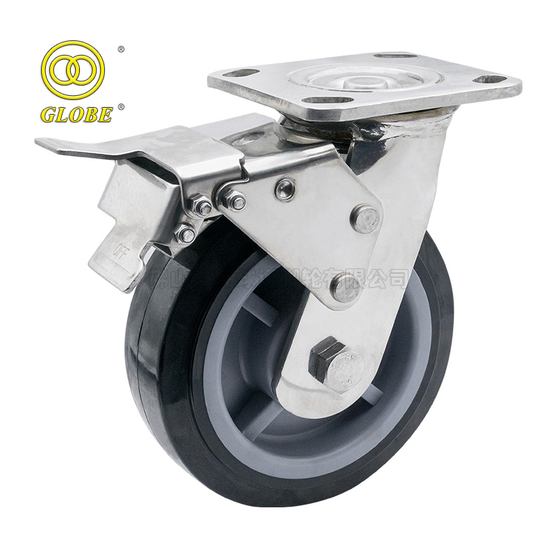 6 Inch Heavy Duty Premium Polyurethane Swivel Casters with Dual Brake