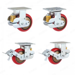 EH11 SERIES – Shock Absorbing Type – Swivel/Rigid PU/Rubber Spring Caster – Zinc Plating