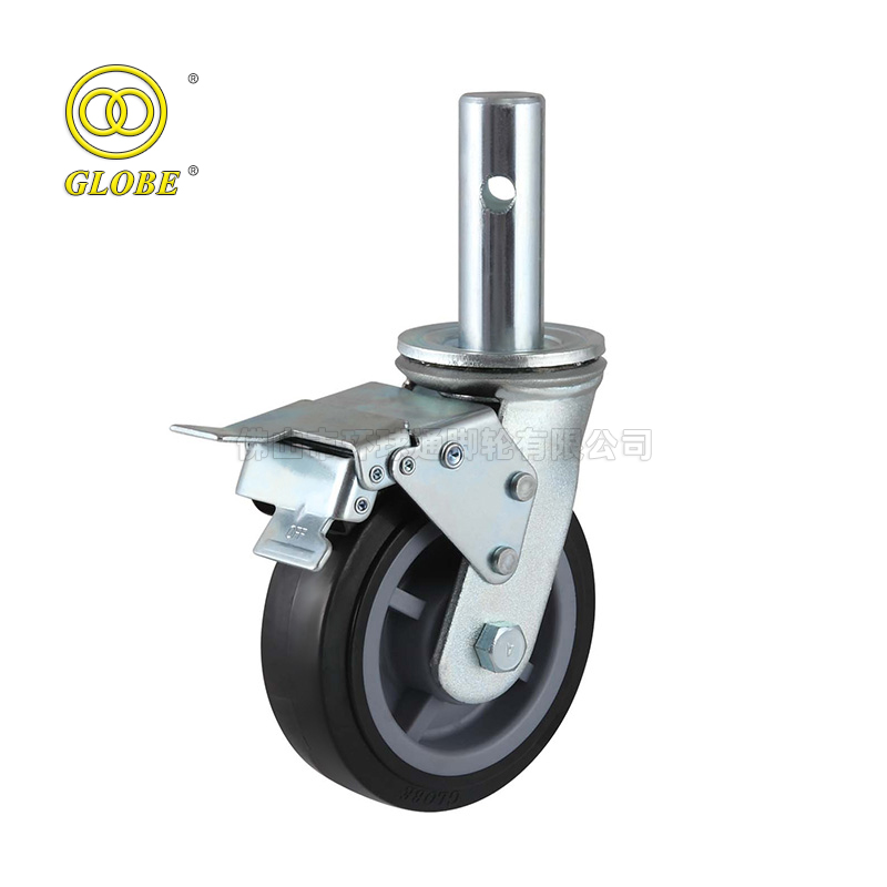 6 Inch Heavy Duty Premium Polyurethane Stem Casters with Dual Brake
