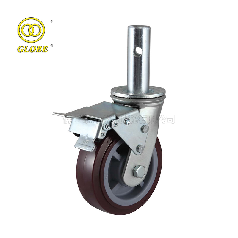 6 Inch Heavy Duty Super Polyurethane Stem Casters with Dual Brake