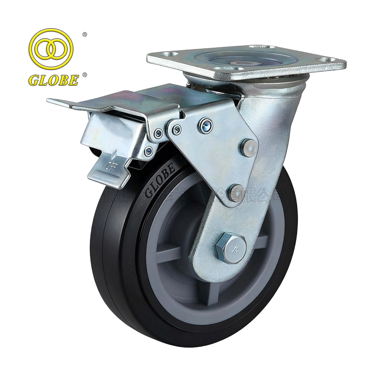 6 Inch Heavy Duty Premium Polyurethane Swivel Casters with Dual Brake