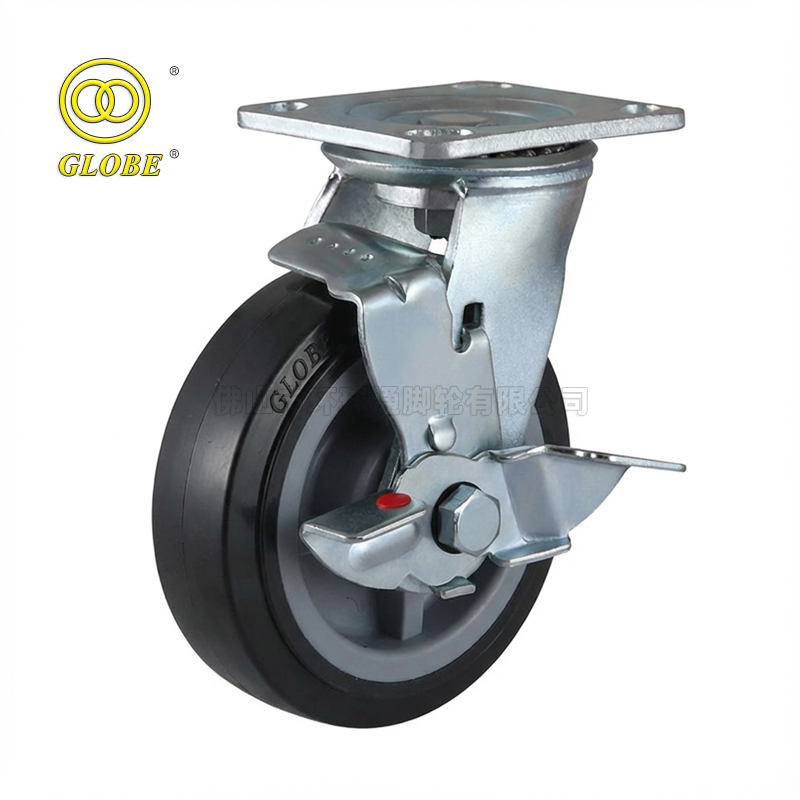 6 Inch Heavy Duty Premium Polyurethane Swivel Casters with Side Brake