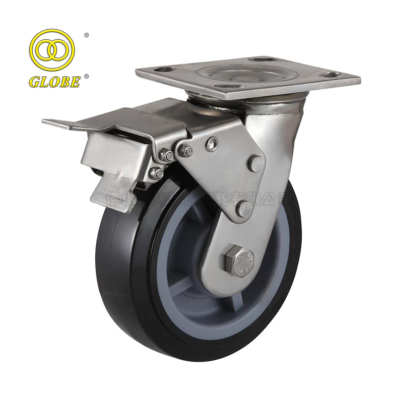 6 Inch Heavy Duty Premium Polyurethane Swivel Casters with Dual Brake