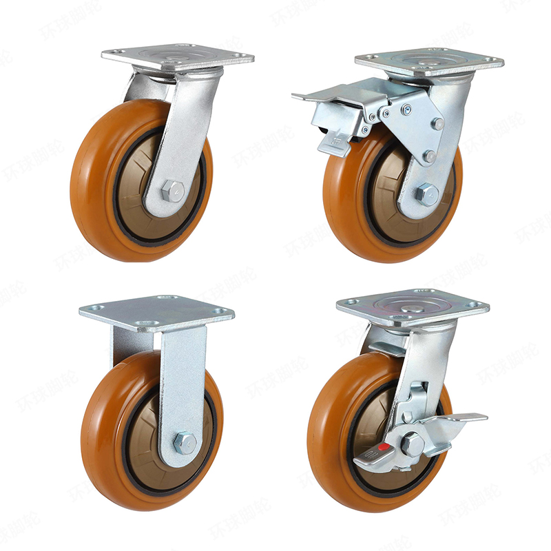 EH7 SERIES – Top plate type – Swivel/Rigid Iron Core PU Wheel – Zinc Plating