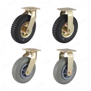 EH9 SERIES – Top plate type – Swivel/Rigid Pneumatic/Foaming Rubber Tyre Wheel – Colored Plating