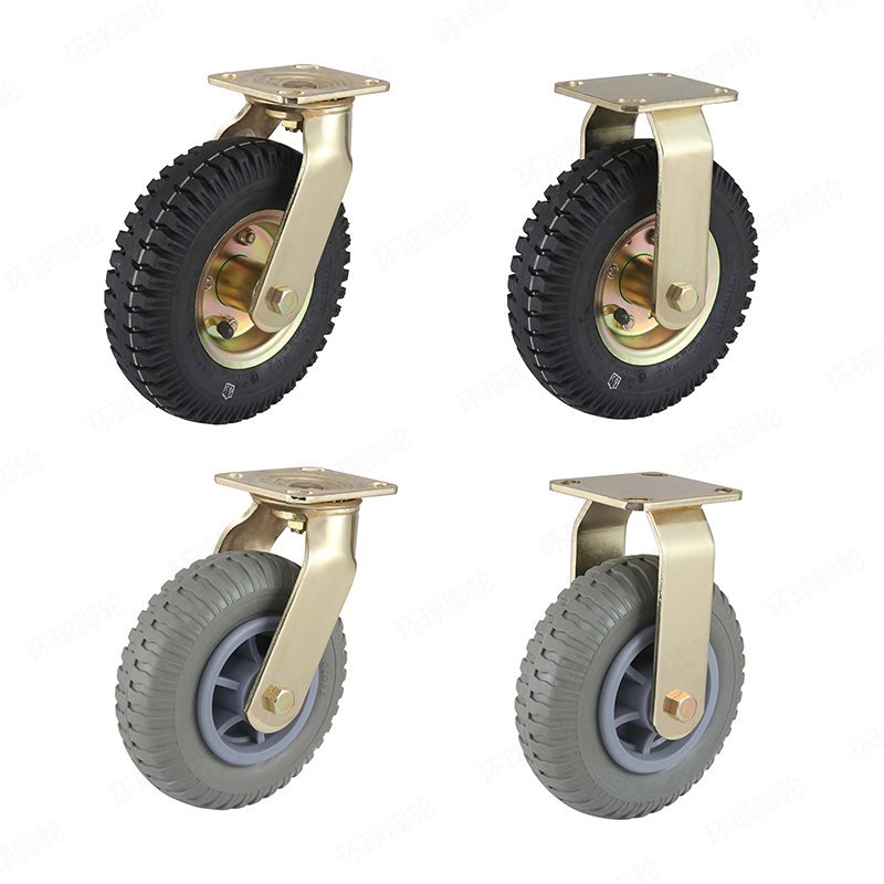 EH9 SERIES – Top plate type – Swivel/Rigid Pneumatic/Foaming Rubber Tyre Wheel – Colored Plating