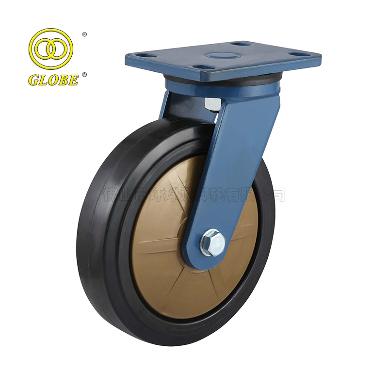 8 Inch Heavy Duty Nylon Core Premium Rubber Swivel Casters