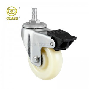5 Inch Medium Duty Nylon Threaded Stem Casters with Dual Brake